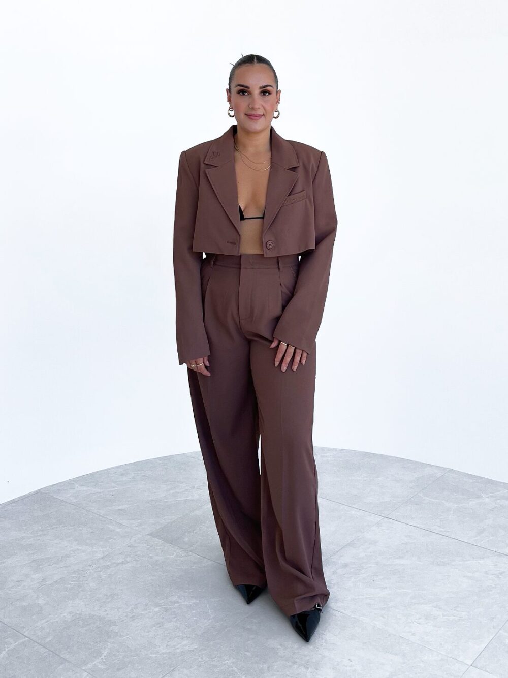 Cropped Blazer / Skrátené sako chocolate - Image 2